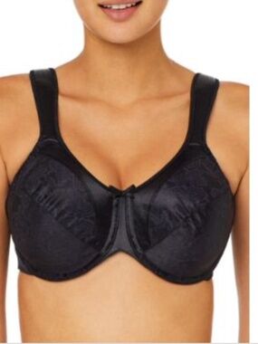 Bali Satin Tracings Underwire Minimizer Bra Black 36DDD